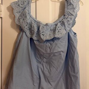 Lane Bryant Sky Blue Ruffle Blouse